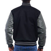 Mens Black Grey Varsity Jacket Back